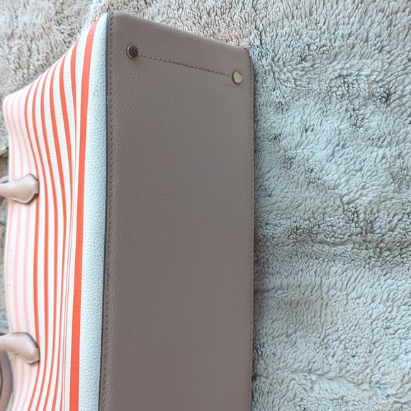 Kate Spade New York Patrice Tropical Red Pink Orange Striped Satchel Tote Bag - Picture 3 of 10